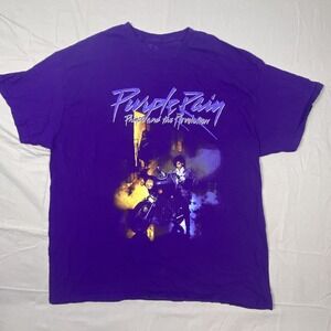 Prince Purple Rain T Shirt Mens XL Purple Graphic Print Cotton Crew Neck Outdoor